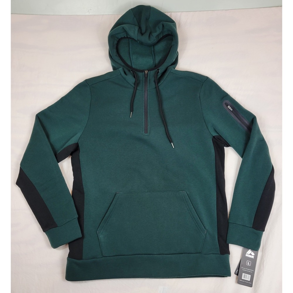 RBX X-Train Mens Green Quarter Zip Active Hoodie Sweatshirt CRM835RD L NWT